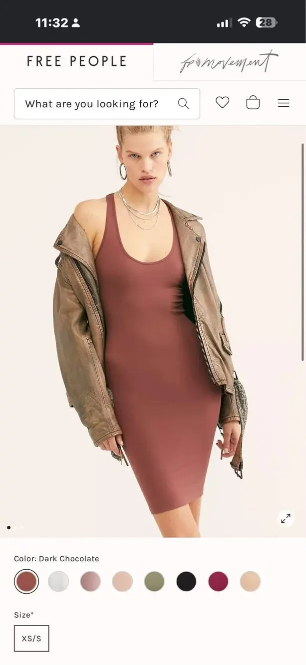 Free People Intimately Signature Seamless Racerback Bodycon Dress Chocolate M/L